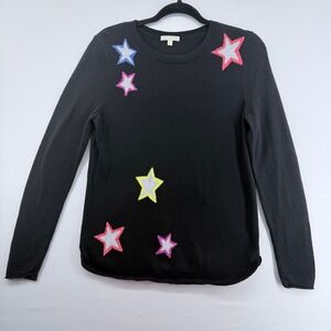 Lisa Todd Black Star Crew Neck Long Sleeve Sweater Women's Size S